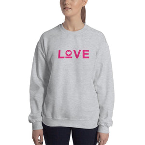 Womens Love Heart Crewneck Sweatshirt - S / Sport Grey - Sweatshirts