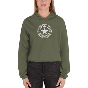 Womens Never Give Up Without a Fight Crop Hoodie - S / Military Green - Sweatshirts