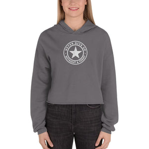 
            
                Load image into Gallery viewer, Womens Never Give Up Without a Fight Crop Hoodie - S / Storm - Sweatshirts
            
        