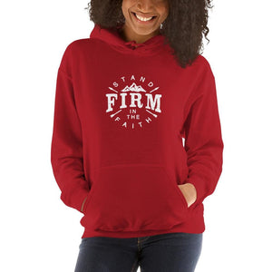 
            
                Load image into Gallery viewer, Womens Stand Firm in the Faith Hoodie Sweatshirt - S / Red - Sweatshirts
            
        
