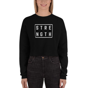 Womens Strength Crewneck Crop Sweatshirt - S / Black - Sweatshirts