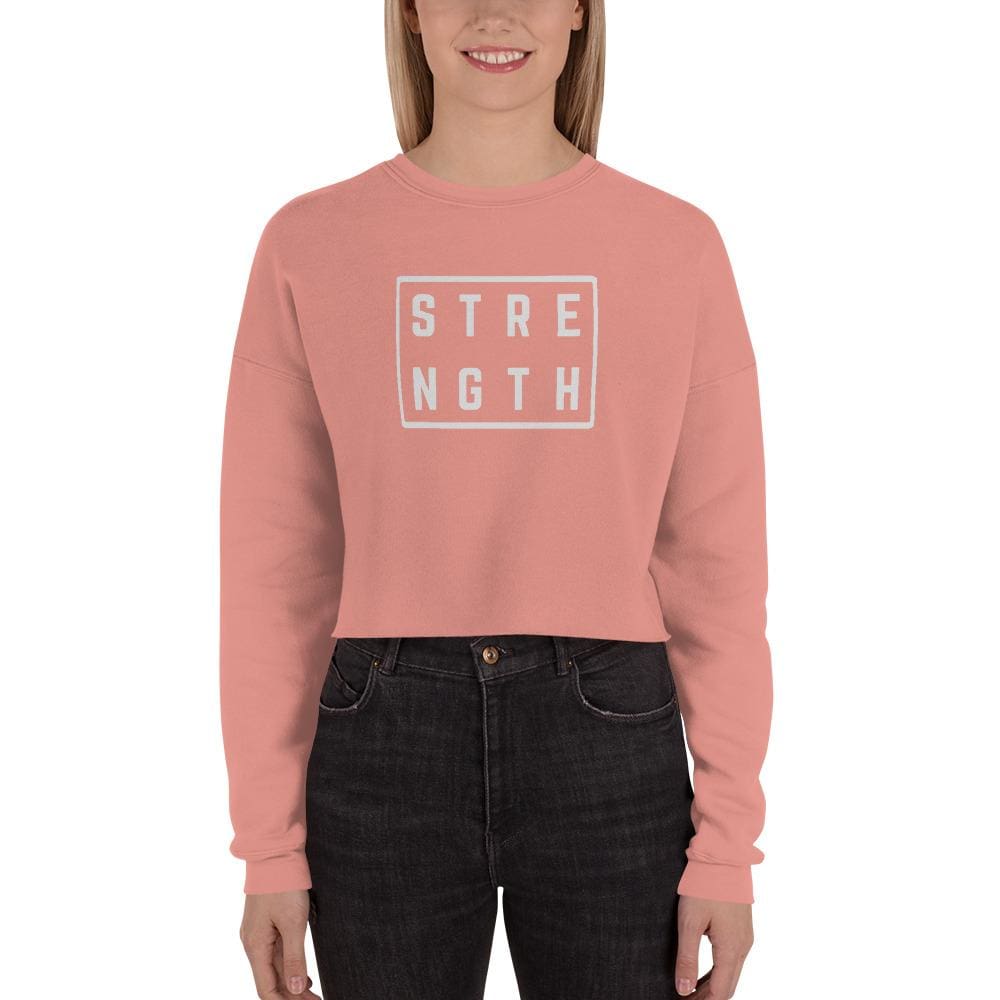 Womens Strength Crewneck Crop Sweatshirt - S / Mauve - Sweatshirts