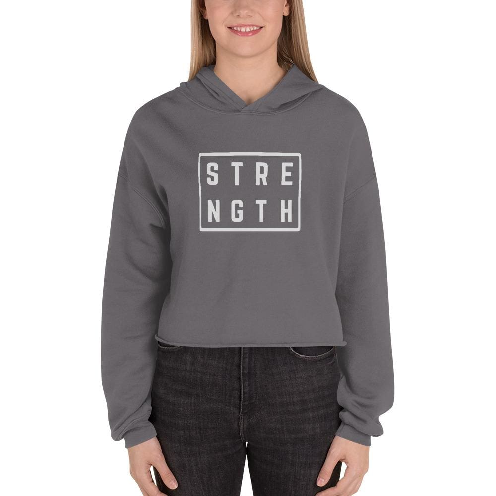 Womens Strength Crop Hoodie Sweatshirt - S / Storm - Sweatshirts