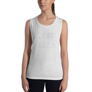 Womens Strength Muscle Tank Top (Low Cut Arm Holes) - S / White - Tank Tops