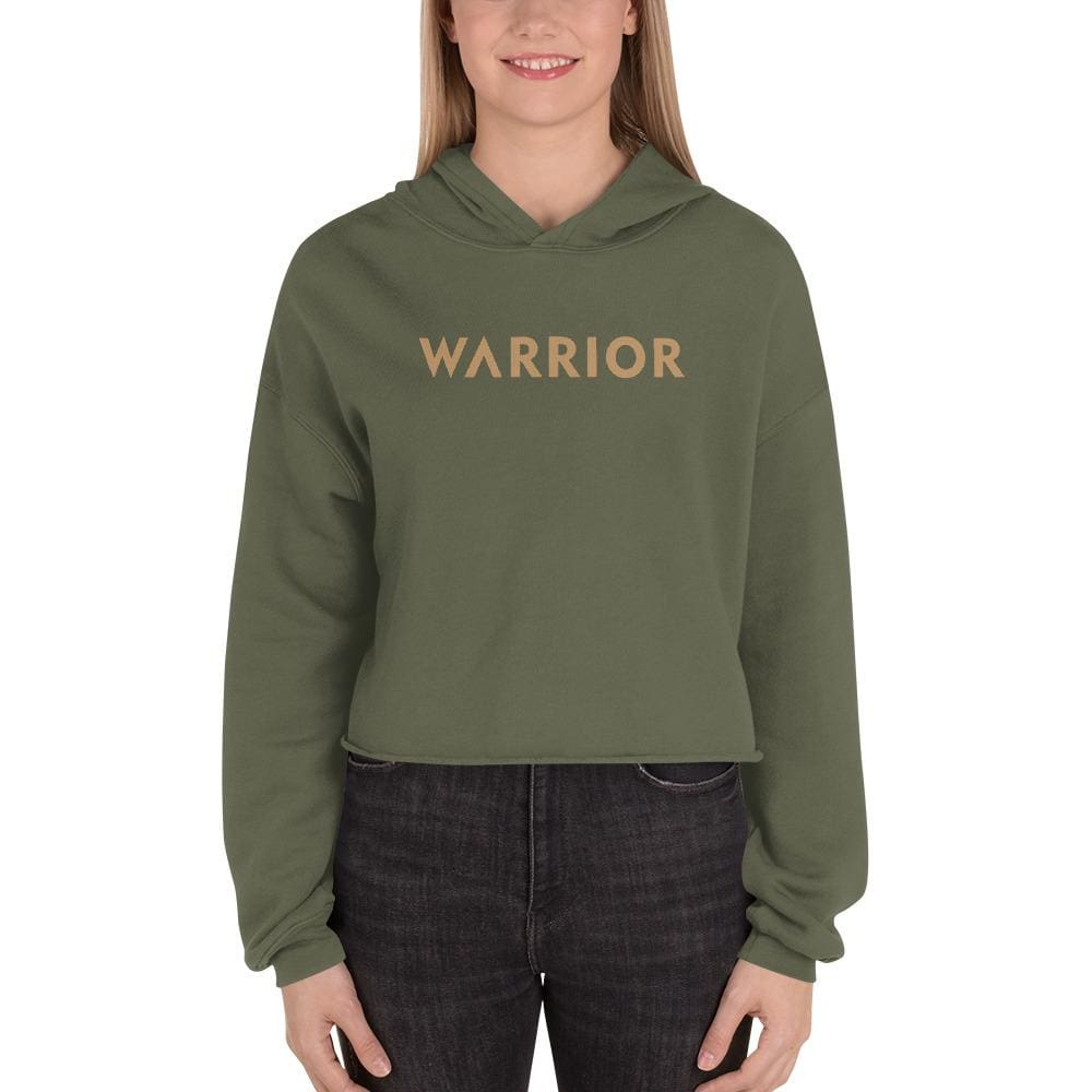 Womens Warrior Crop Hoodie - S / Military Green - Sweatshirts