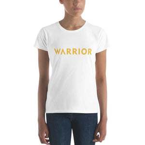 
            
                Load image into Gallery viewer, Womens Warrior Short Sleeve T-shirt (Yellow Print) - S / White - T-Shirts
            
        