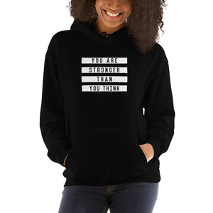 Womens You are Stronger than You Think Hoodie Sweatshirt - S / Black - Sweatshirts