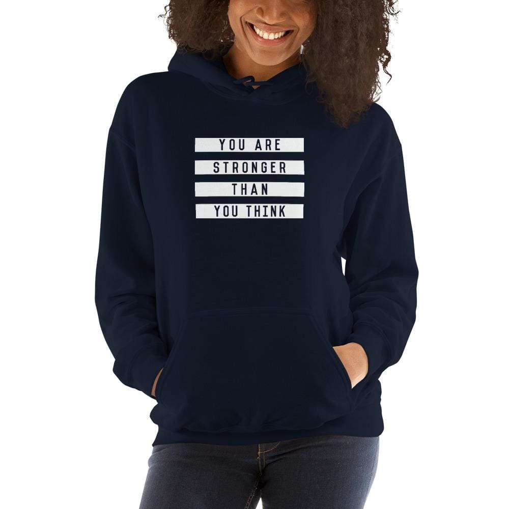 Womens You are Stronger than You Think Hoodie Sweatshirt - S / Navy - Sweatshirts