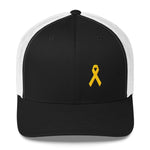 Yellow Ribbon Snapback Trucker Hat for Sarcoma Awareness, Military Causes, and Suicide Prevention
